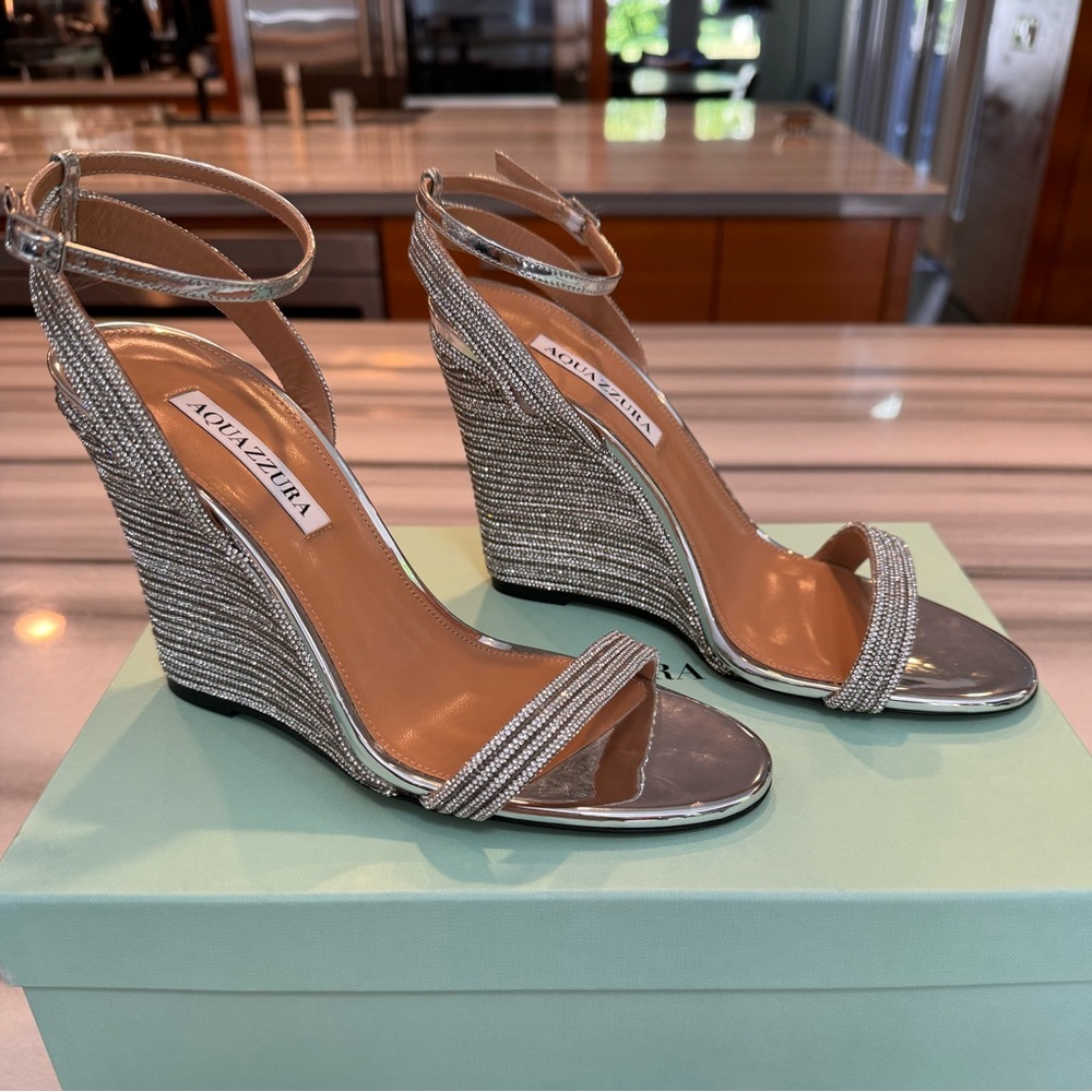 AQUAZZURA Wow Crystal Wedge Size 38 NIB